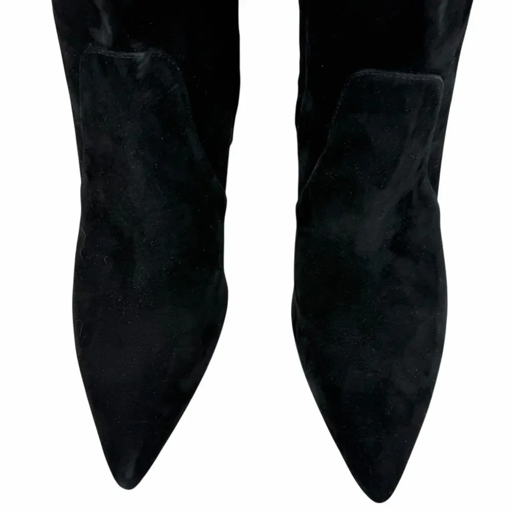 Stuart Weitzman Renegade Suede Block Heel Ankle Boots Black Size 11